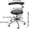 ARIES OUTLETS Mobile Adjustable Chair Assistant Stool 360 Rotation Armrest PU Leather Backrest Office Use Black QY500H view 2