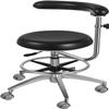 ARIES OUTLETS Mobile Adjustable Chair Assistant Stool 360 Rotation Armrest PU Leather Backrest Office Use Black QY500H view 3