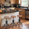 FUBIRUO Set of 2 Industrial Bar Stool-Vintage Adjustable Round Wood Metal Swivel Bar Stool-Cast Iron-23-30 Inch Tall Counter Bar Height Farmhouse Kitchen Stools(Black) view 4