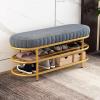 KAMPCO Shoe Storage Bench, Shoe Organizer for Entryway with Velvet Seat and Gold Metal Frame view 3