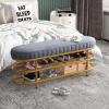 KAMPCO Shoe Storage Bench, Shoe Organizer for Entryway with Velvet Seat and Gold Metal Frame view 4