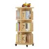 Rieort Fashion Bookshelf Solid Wood Bookshelf Double-Layer Chassis Design Bookcase Sturdy 360 Rotating Rack Bookcase with Letter Bezel Bookshelves not Shaking view 1