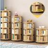 Rieort Fashion Bookshelf Solid Wood Bookshelf Double-Layer Chassis Design Bookcase Sturdy 360 Rotating Rack Bookcase with Letter Bezel Bookshelves not Shaking view 3