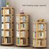 Rieort Fashion Bookshelf Solid Wood Bookshelf Double-Layer Chassis Design Bookcase Sturdy 360 Rotating Rack Bookcase with Letter Bezel Bookshelves not Shaking view 4