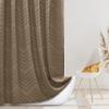 Siiluminisoy Extra Long Boho Shower Curtain, Woven Fabric 84 in Khaki, 72 x 84, Tufted Chevron Striped Modern Chic Textured Minimalist Bathroom Shower Curtain view 1