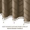 Siiluminisoy Extra Long Boho Shower Curtain, Woven Fabric 84 in Khaki, 72 x 84, Tufted Chevron Striped Modern Chic Textured Minimalist Bathroom Shower Curtain view 3