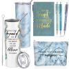 Domensi 6 Pcs Employee Appreciation Gift Set for Women Female Thank You Gift May You Be Proud 20 oz Rustic Marble Sign Tumbler Makeup Bag Journal for Nurse Lady Work Business(Blue) view 1