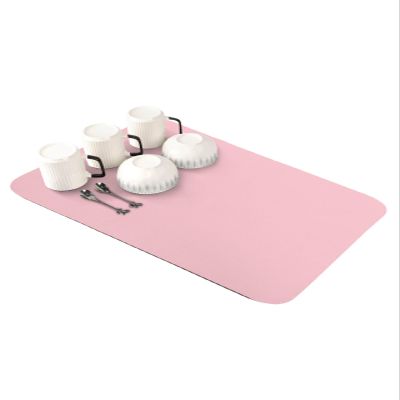 Hokiten Pink Dish Drying Mat for Kitchen Counter, Modern Solid Pink Ultra Absorbent Coffee Mat/Dish Drainer, Romantic Pink Quick Drying & Non-Slip Rubber Backed Drying Mat Rack Pad, 12" W x 16" L