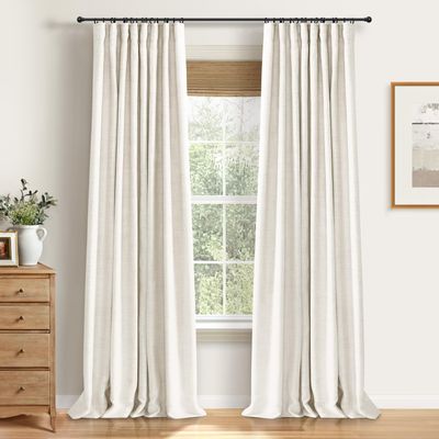 100% Blackout Shield Full Blackout Curtains for Bedroom 90 inch Length 2 Panels Set, Clip Rings/Rod Pocket Faux Linen Black Out Curtains for Living Room, Thermal Insulated, 50Wx90L, Beige