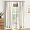100% Blackout Shield Full Blackout Curtains for Bedroom 90 inch Length 2 Panels Set, Clip Rings/Rod Pocket Faux Linen Black Out Curtains for Living Room, Thermal Insulated, 50Wx90L, Beige view 1
