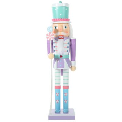 LUOZZY Christmas Nutcracker Puppet Figure 25CM Xmas Wood Nutcracker Decoration Wooden Nutcracker Figurines Xmas Gift, Purple