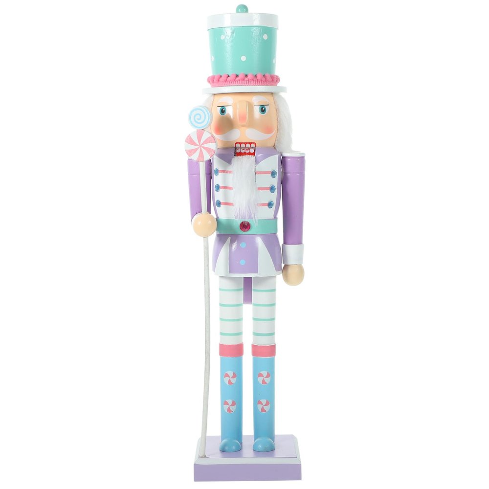 LUOZZY Christmas Nutcracker Puppet Figure 25CM Xmas Wood Nutcracker Decoration Wooden Nutcracker Figurines Xmas Gift, Purple