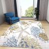 Coastal Nautical Beach Ocean Themed Area Rugs, Starfish Coral Seashell Easy Clean Rug, Soft Non-Skid Carpet Throw Rug for Kids Teen Girls Boys Bedroom Living Room Bathroom Classroom Office 4ftx6ft view 3