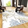 Coastal Nautical Beach Ocean Themed Area Rugs, Starfish Coral Seashell Easy Clean Rug, Soft Non-Skid Carpet Throw Rug for Kids Teen Girls Boys Bedroom Living Room Bathroom Classroom Office 4ftx6ft view 4