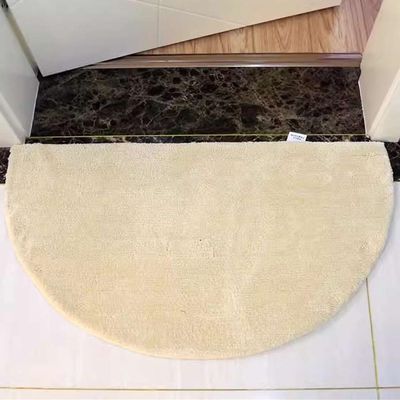 Reyox Soft Plush Half Circle Bathroom Rug, Absorbent Bath Mat, Non Slip Bath Rug, Washable Bathroom Carpet Beige 1.6 x 2.6 Feet