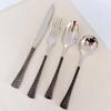 Black Silverware Set 30 Piece Flatware Cutlery Set Service for 6,18/10 Stainless Steel Heavy Duty Hammered Handle Mirror Polished Dishwasher Safe Luxury Unique Utensil Sets for Home Kitchen Wedding view 3