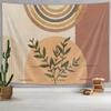 Xguatan Mid Century Modern Abstract Art Wall Hanging Tapestry, Minimalist Sage Plant Sun Retro Boho Tapestry, Yellow White Brown Geometric Pattern Neutral Bedroom Tapestry Panels 70 X 60 IN view 1