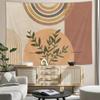 Xguatan Mid Century Modern Abstract Art Wall Hanging Tapestry, Minimalist Sage Plant Sun Retro Boho Tapestry, Yellow White Brown Geometric Pattern Neutral Bedroom Tapestry Panels 70 X 60 IN view 2