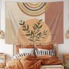 Xguatan Mid Century Modern Abstract Art Wall Hanging Tapestry, Minimalist Sage Plant Sun Retro Boho Tapestry, Yellow White Brown Geometric Pattern Neutral Bedroom Tapestry Panels 70 X 60 IN view 3