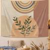 Xguatan Mid Century Modern Abstract Art Wall Hanging Tapestry, Minimalist Sage Plant Sun Retro Boho Tapestry, Yellow White Brown Geometric Pattern Neutral Bedroom Tapestry Panels 70 X 60 IN view 4