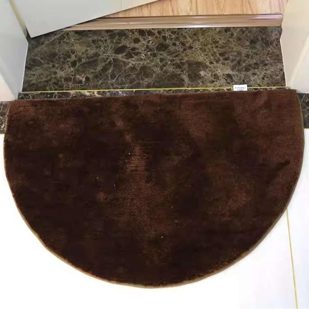 Reyox Soft Plush Half Circle Bathroom Rug, Absorbent Bath Mat, Non Slip Bath Rug, Washable Bathroom Carpet Coffee 2 2.0 x 3.0 Feet