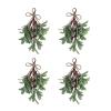 Algado 4Pcs Artificial Mistletoe Picks, 9.1inch Christmas Decoration With Red Berries, Floral Stems, Hanging Ornament for Home Wedding Decor view 1