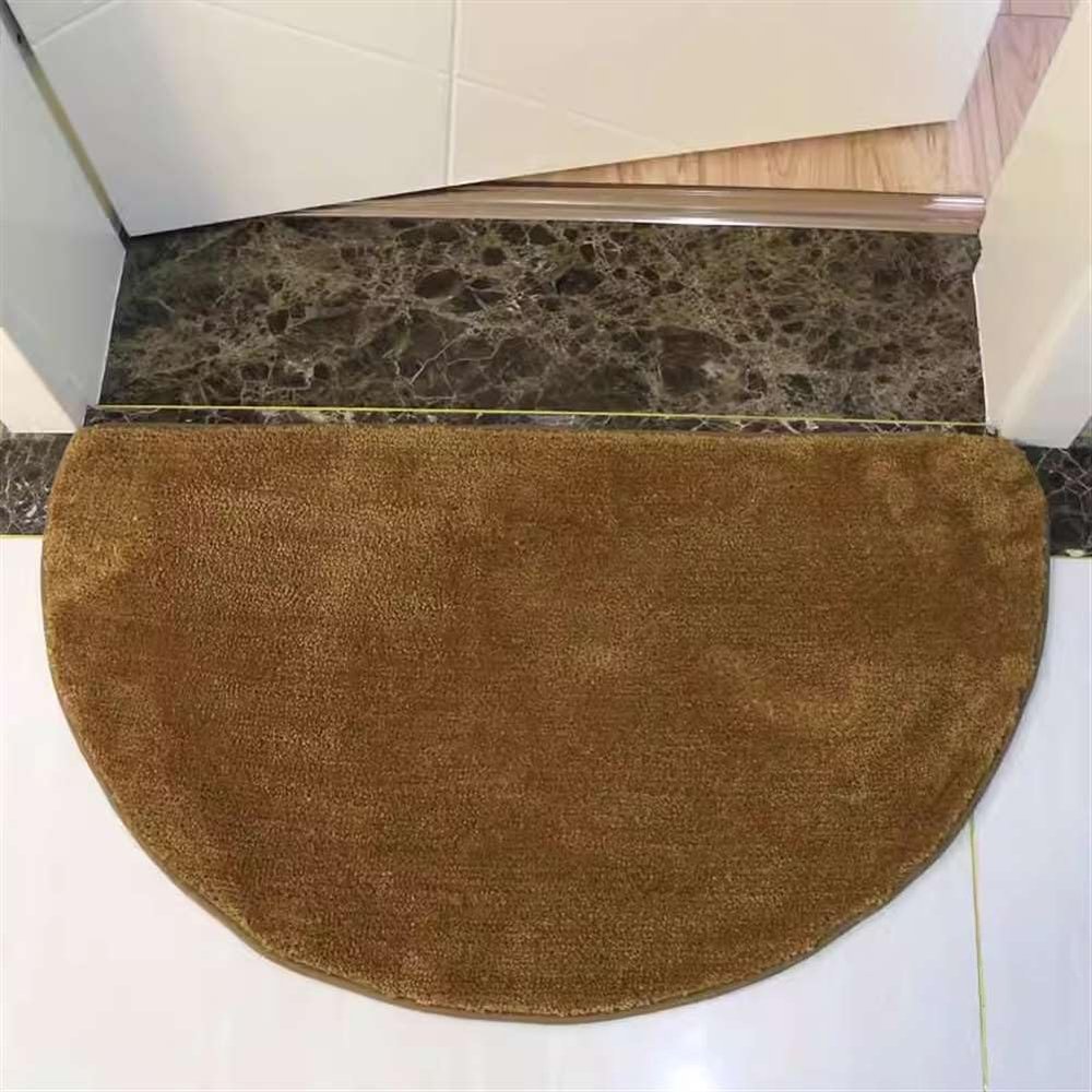 Reyox Soft Plush Half Circle Bathroom Rug, Absorbent Bath Mat, Non Slip Bath Rug, Washable Bathroom Carpet Brown 1.6 x 2.6 Feet