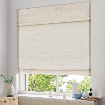 Pasoun Cordless Roman Shades for Windows, Treatments, Natural Fabric Blind, Roman Window Shades, Light Filtering Shades, Beige(with Edge Liner,Block 90-95% Light), 22" W X 56" H