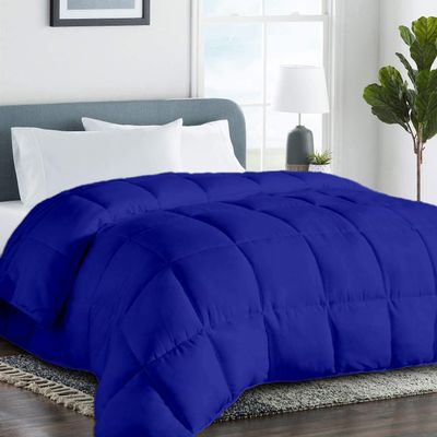 The OutNeT All Season Hypoallergenic Luxurious Down Alternative Cotton Comforter, Ultra-Soft 750 Fill-Power Super King Size Measure 110" x 96", Royal Blue