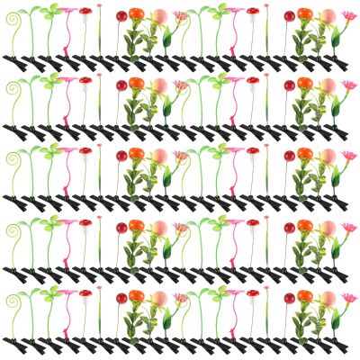 Tigeen 100 Pieces Bean Sprout Hair Clip Funny Plant Hairpins Grass Flower Butterfly Mushroom Hair Accessories (Assorted)