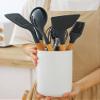Ceramic Utensil Holder, Black Kitchen Utensil Holder for Countertop Large Utensil Crock Modern Cooking Utentsils Holder Kitchen Spatula Holder Farmhouse Kitchen Decor for Counter Organizer(Green/L) view 3