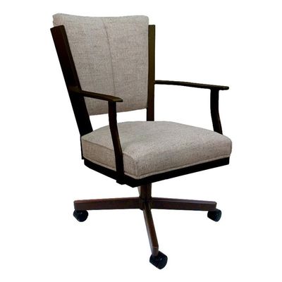 Tobias Designs Montana Swivel Metal Dining Caster Chair - Hemsath Driftwood Fabric- Brown Frame