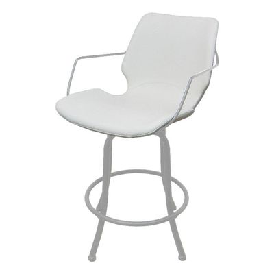 Tobias Designs Inc. Swivel Metal Bar Stool 30" - Asheville - White Vinyl - White Frame