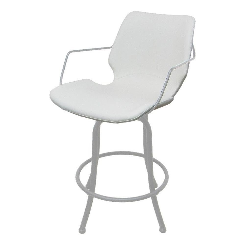 Tobias Designs Inc. Swivel Metal Bar Stool 30" - Asheville - White Vinyl - White Frame