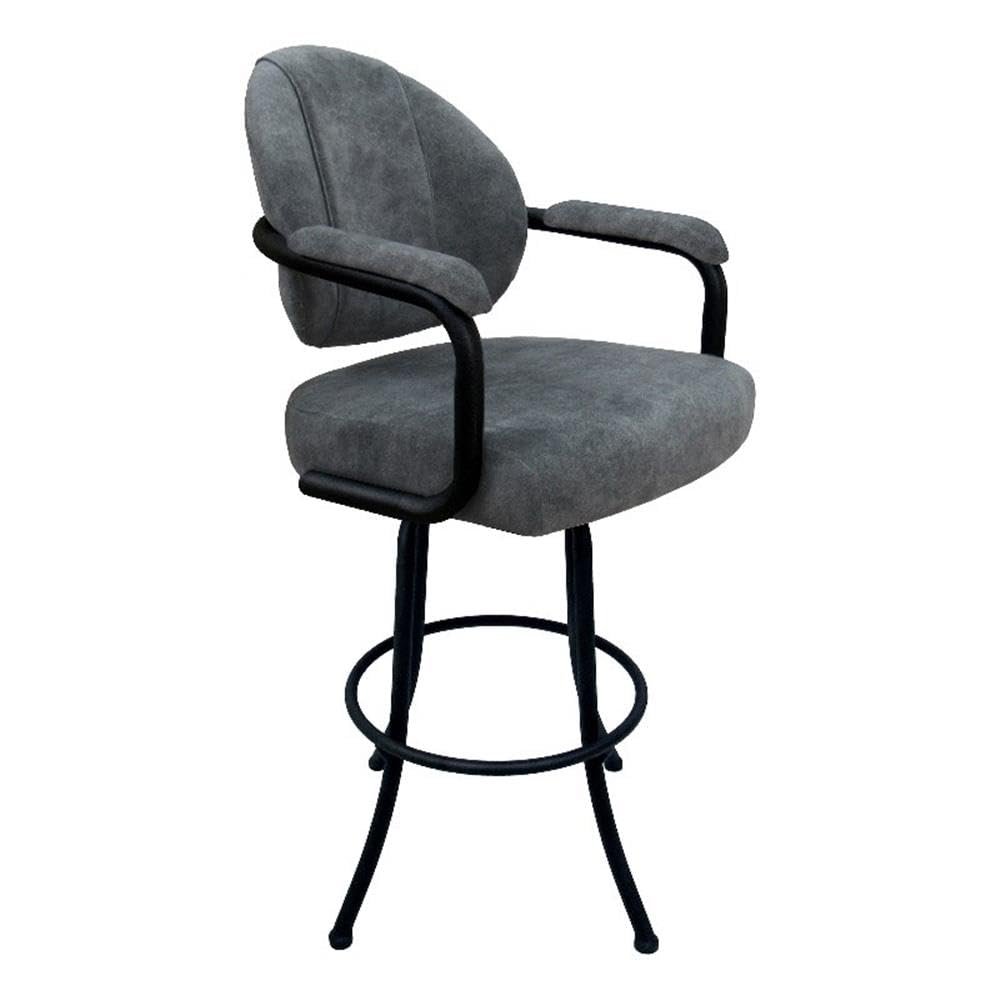 Tobias Designs Swivel Counter Metal Bar Stool 26"-M-70-Outlier Charcoal Gray Fabric-Black Frame