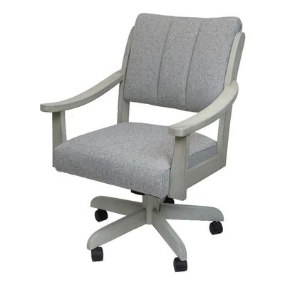 Tobias Designs Casa Caster Solid Wood Dining Chair - Hemsath Slate Fabric - ET Wood