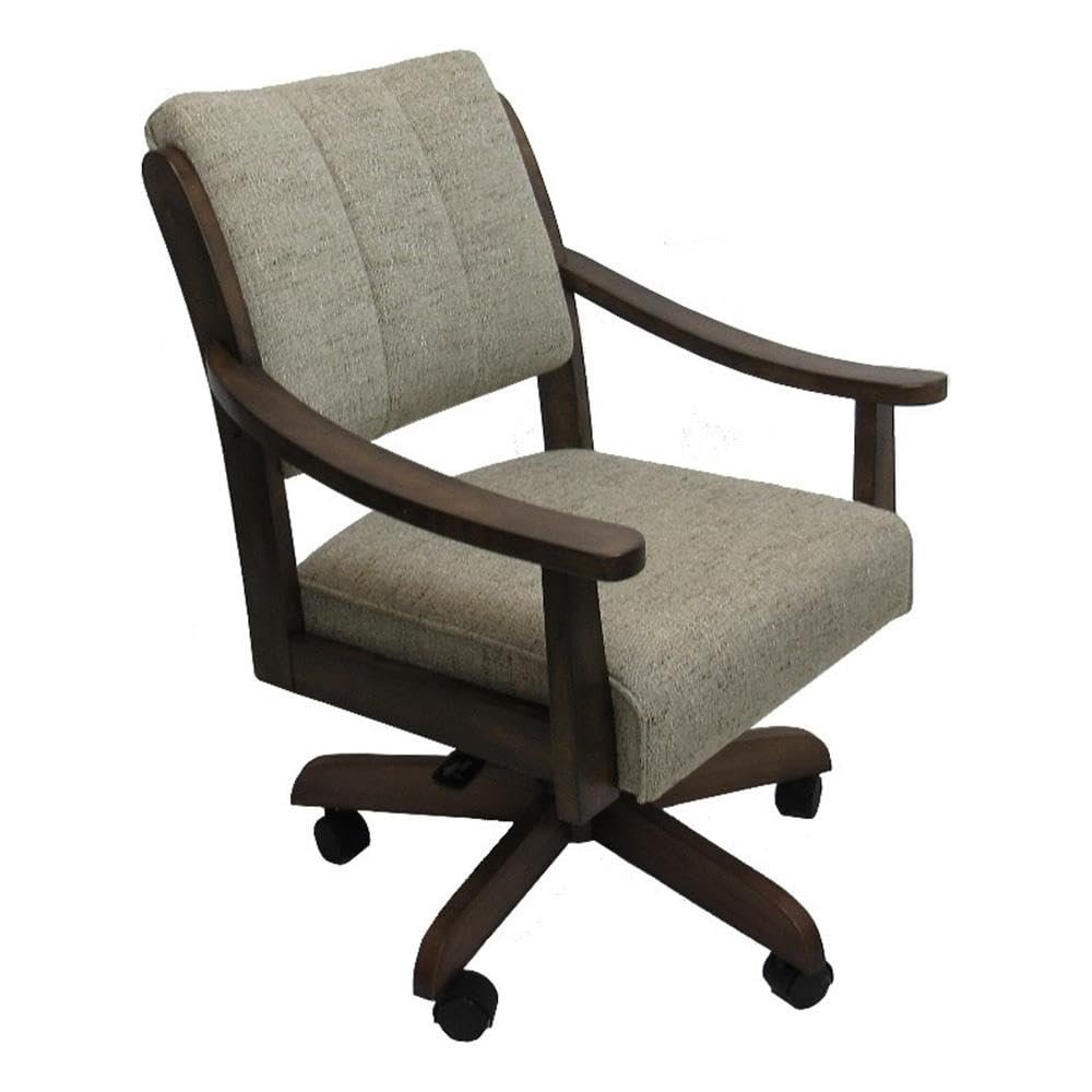 Tobias Designs Inc. Casa Caster Solid Wood Dining Chair - Hemsath Driftwood Fabric on New Brown Wood