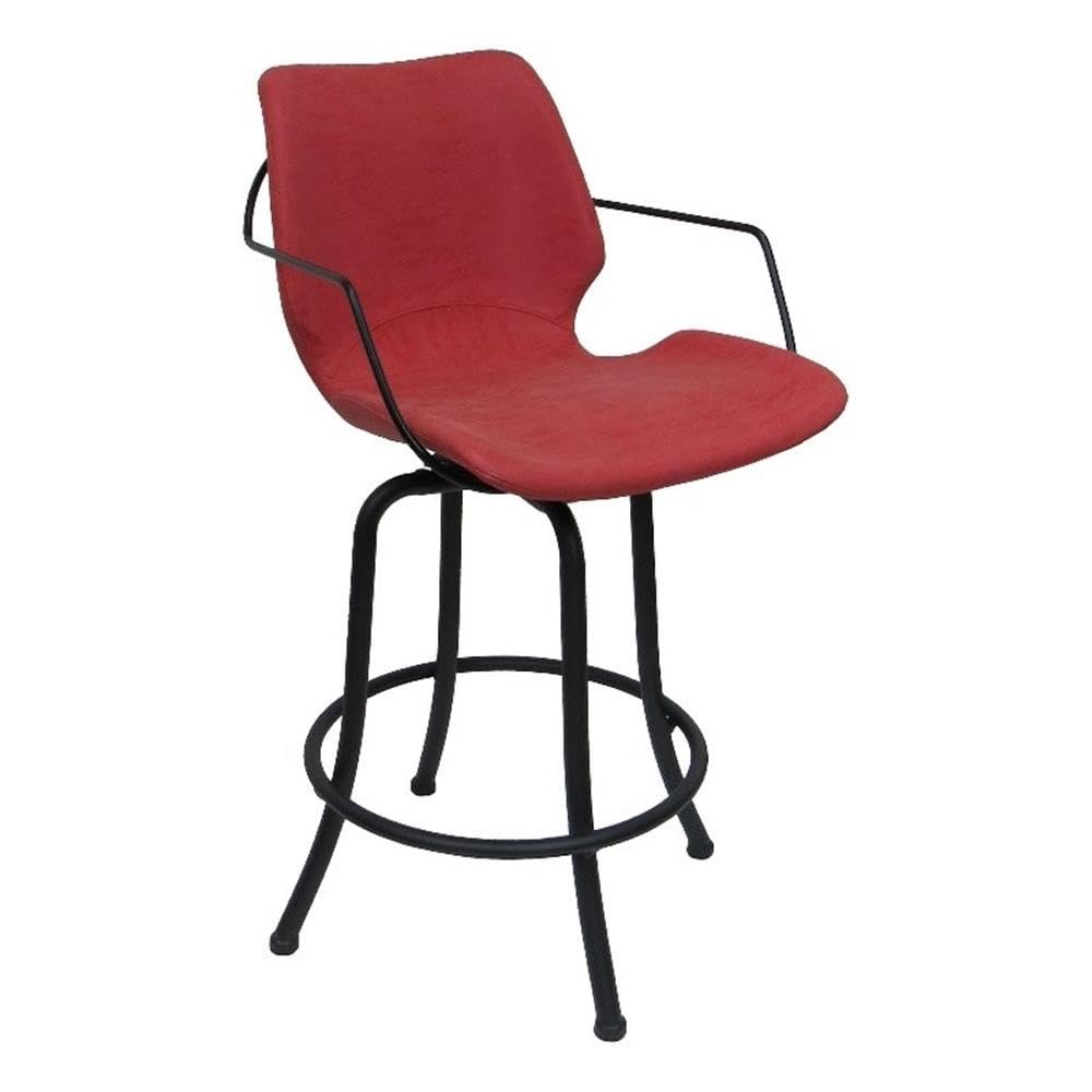 Tobias Designs Inc. Swivel Metal Bar Stool 30" - Asheville - Red Vinyl - Black Frame