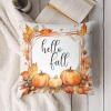 Halloween Decoration Pillow Covers Hello Fall Pillow Case 16"x16" Pumpkin Maple Leaves Decorative Throw Cushion Case for Thanksgiving Autumn Farmhouse Home Decorations view 4
