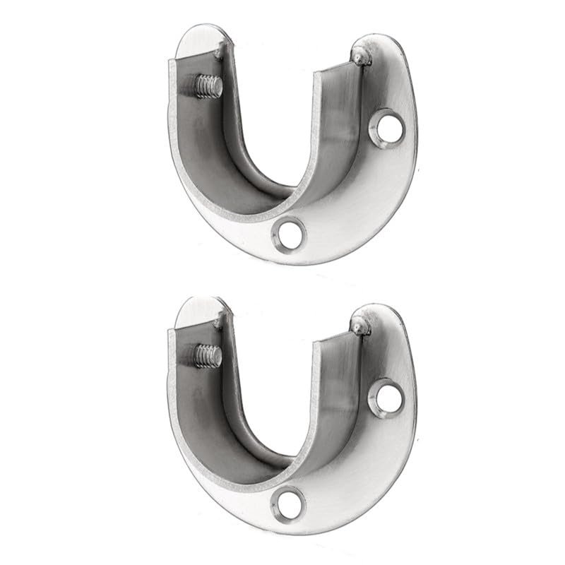 Shozafia 2 Pcs Shower Curtain Rod Mount Holder, Stainless Steel Mount Pipe Bracket for Wall, Pipe Base Pole Sockets Flange Rod Holder Brackets (32mm,Opening Style)