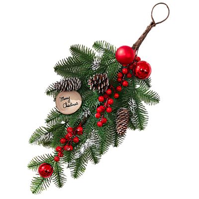 ifundom Christmas Swag Hanging Decor Faux Wreath Ornament for Stair Rail Door Fireplace Rustic Pine Needles Berries Holiday Home Decoration