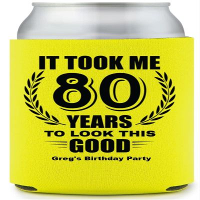 80 Years to Look This Good Birthday Full Color Can Coolers (Marigold)