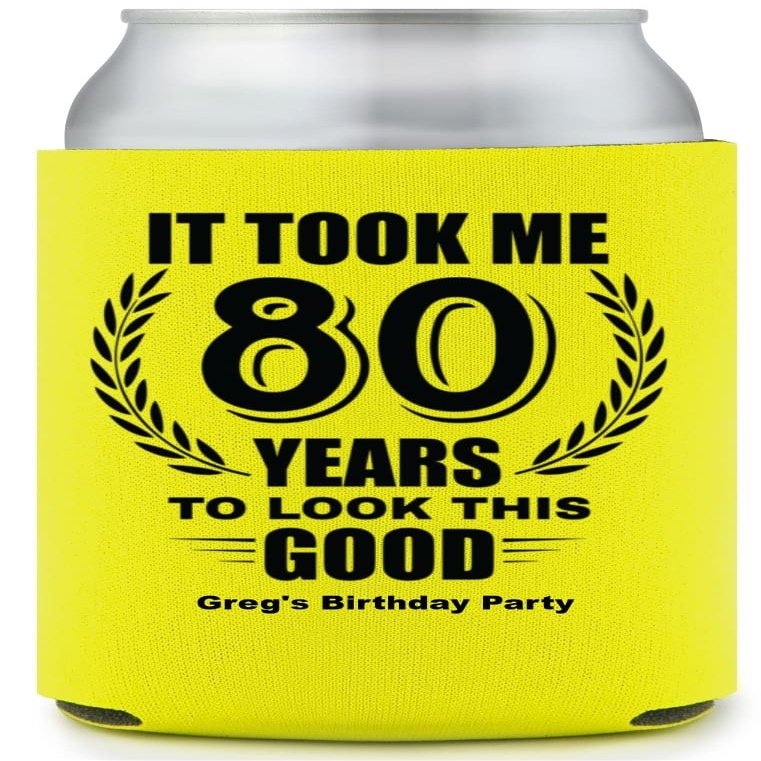 80 Years to Look This Good Birthday Full Color Can Coolers (Marigold)