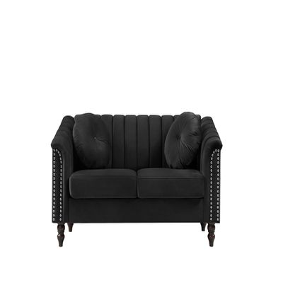 AYCP Contemporary Microfiber Fabric Sofa Set, Living Room Furniture Set, Couch Set for Living Room Furniture, and Modern Office Sofa Sets for Living Room/Office/House/Apartment (Loveseat, Black)