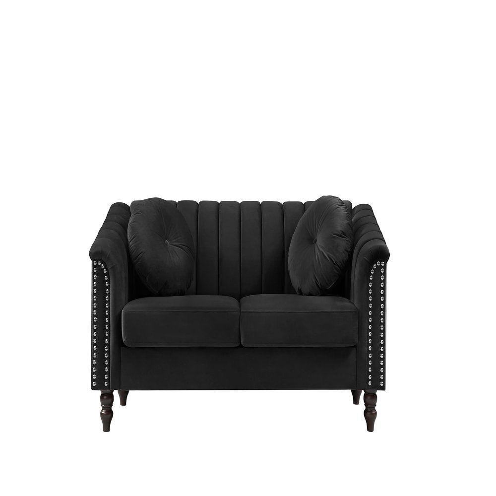 AYCP Contemporary Microfiber Fabric Sofa Set, Living Room Furniture Set, Couch Set for Living Room Furniture, and Modern Office Sofa Sets for Living Room/Office/House/Apartment (Loveseat, Black)