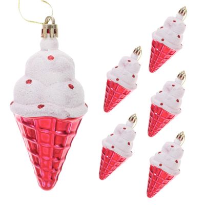 12 Pcs Ice Cream Pendant Christmas Tree Star Decor Xmas Pendant Hanging Ornaments Ice Cream Cone Pendants Christmas Desert Blown Ornaments Plastic Cartoon Elder Decoration Supplies