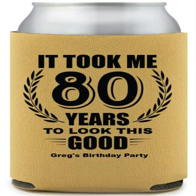 80 Years to Look This Good Birthday Full Color Can Coolers (Gold)