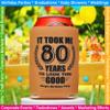 80 Years to Look This Good Birthday Full Color Can Coolers (Gold) view 3