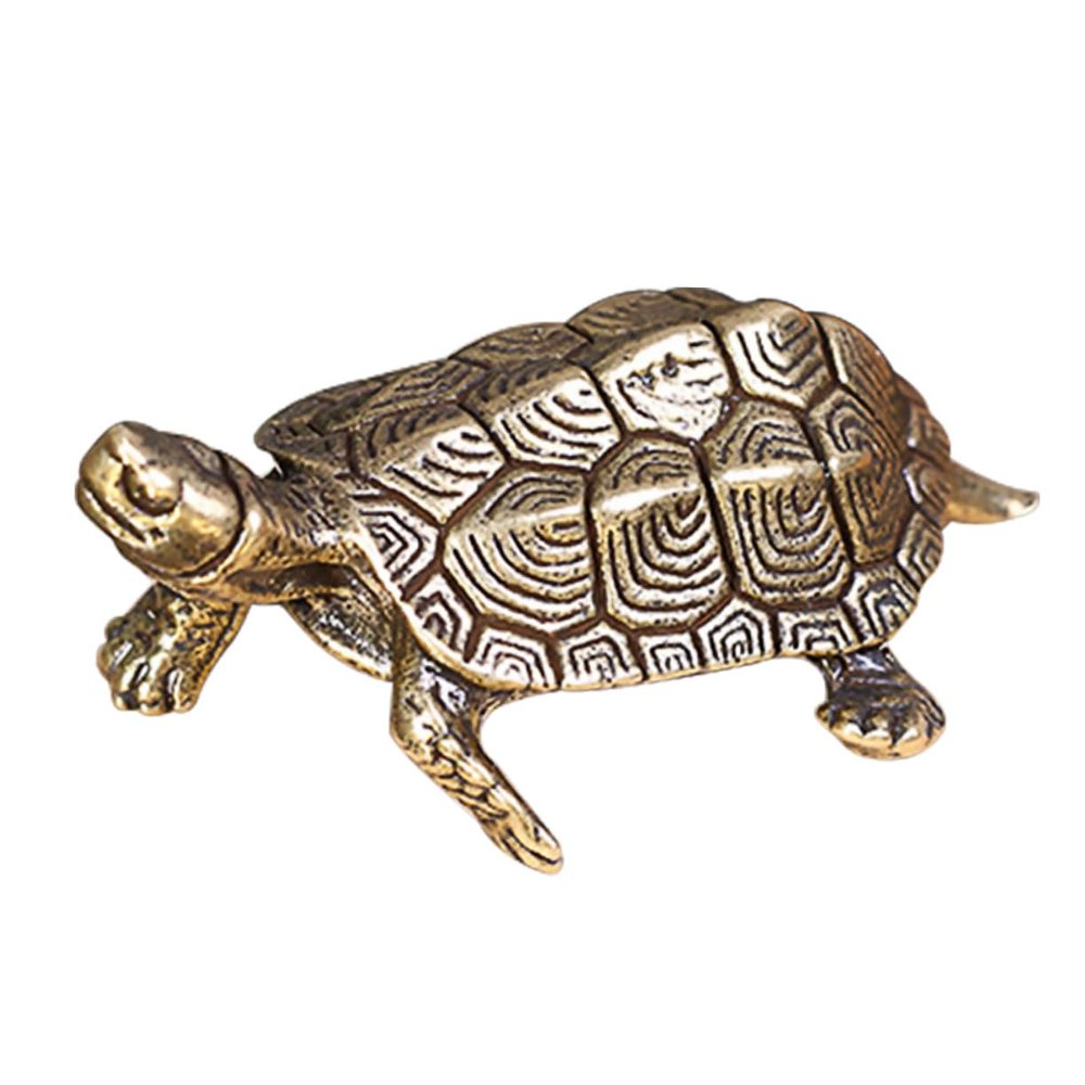 Abaodam 1pc Longevity Turtle Brass Decor for Tea Ceremony Golden Tabletop Ornament Health and Luck Symbol for Tea Lovers and Home Decoration
