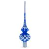 Silver Diamonds on Blue Glass Tree Topper view 1